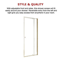 Adjustable Semi Frameless Shower Screen (82~90) x 195cm Australian Safety Glass Kings Warehouse