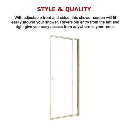 Adjustable Semi Frameless Shower Screen (82~90) x 195cm Australian Safety Glass Kings Warehouse