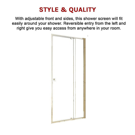 Adjustable Semi Frameless Shower Screen (98~106) x 195cm Australian Safety Glass Kings Warehouse