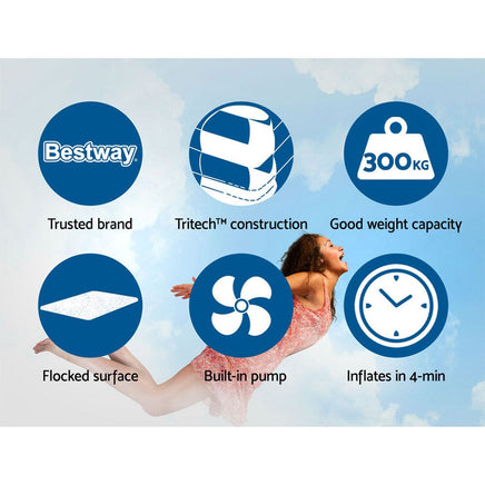 Air Bed Beds Mattress Premium Inflatable Built-in Pump Queen Size KingsWarehouse