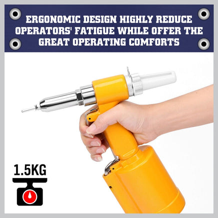 Air Hydraulic Pop Rivet Gun Pneumatic Riveter Industrial 4-Size Set With Case Kings Warehouse