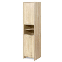 Kings 185cm Bathroom Cabinet Tallboy Furniture Toilet Storage Laundry Cupboard Oak