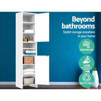 Artiss 185cm Bathroom Tallboy Toilet Storage Cabinet Laundry Cupboard Adjustable Shelf White Kings Warehouse 