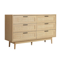 Artiss 6 Chest of Drawers Rattan Tallboy Cabinet Bedroom Clothes Storage Wood bedroom furniture Kings Warehouse 