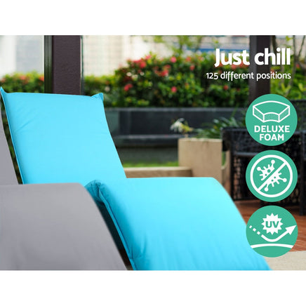 Artiss Adjustable Beach Sun Pool Lounger - Blue Furniture > Outdoor Kings Warehouse