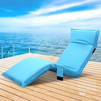 Artiss Adjustable Beach Sun Pool Lounger - Blue Furniture > Outdoor Kings Warehouse