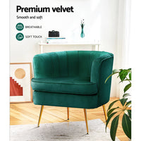 Artiss Armchair Lounge Accent Chair Armchairs Sofa Chairs Velvet Green Couch Kings Warehouse