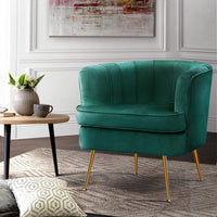 Artiss Armchair Lounge Accent Chair Armchairs Sofa Chairs Velvet Green Couch Kings Warehouse