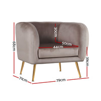 Artiss Armchair Lounge Arm Chair Sofa Accent Armchairs Chairs Couch Velvet Beige Kings Warehouse 