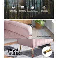 Artiss Armchair Lounge Chair Accent Armchairs Chairs Velvet Sofa Pink Seat Kings Warehouse