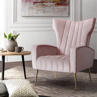 Artiss Armchair Lounge Chair Accent Armchairs Chairs Velvet Sofa Pink Seat Kings Warehouse