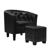 Kings Armchair Lounge Chair Ottoman Tub Accent Chairs PU Leather Sofa Armchairs Black