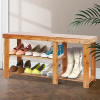 Artiss Bamboo Shoe Rack Bench Living Room Kings Warehouse