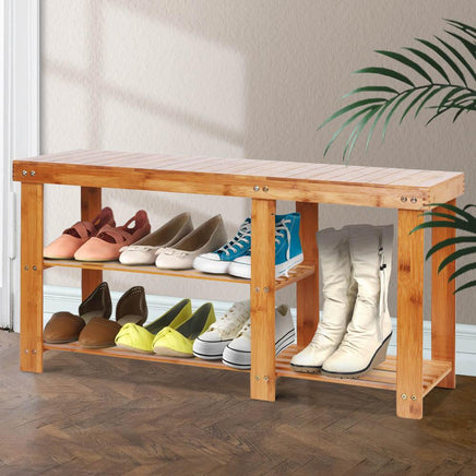Artiss Bamboo Shoe Rack Bench Living Room Kings Warehouse