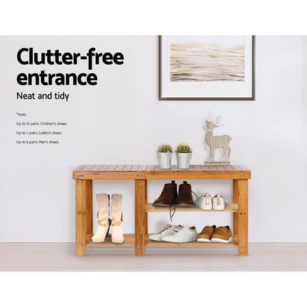 Artiss Bamboo Shoe Rack Bench Living Room Kings Warehouse