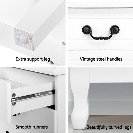 Artiss Chest of Drawers Dresser Table Lowboy Storage Cabinet White KUBI Bedroom New Arrivals Kings Warehouse