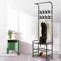 Artiss Clothes Rack Coat Stand Garment Portable Hanger Airer Organiser Shoe Storage Metal Black Kings Warehouse 