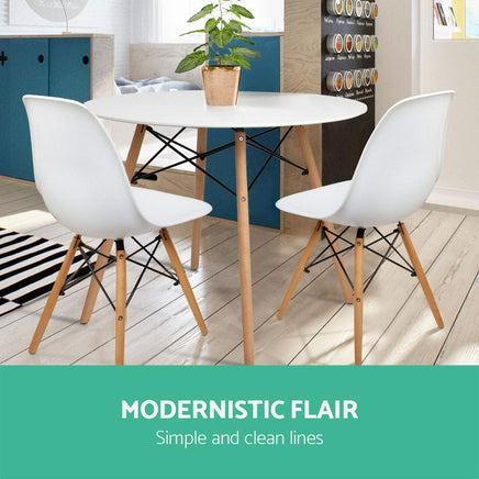 Artiss Dining Table 4 Seater Round Replica DSW Eiffel Kitchen Timber White Dining Kings Warehouse