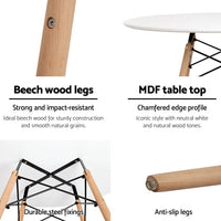 Artiss Dining Table 4 Seater Round Replica DSW Eiffel Kitchen Timber White Dining Kings Warehouse