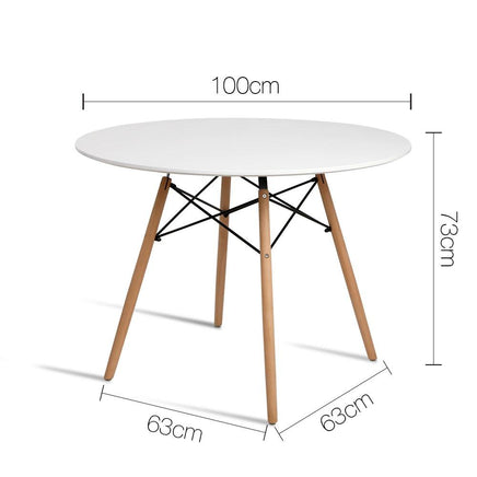 Artiss Dining Table 4 Seater Round Replica DSW Eiffel Kitchen Timber White Dining Kings Warehouse