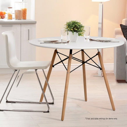 Artiss Dining Table 4 Seater Round Replica DSW Eiffel Kitchen Timber White Dining Kings Warehouse