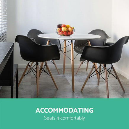 Artiss Dining Table 4 Seater Round Replica DSW Eiffel Kitchen Timber White Dining Kings Warehouse