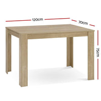 Artiss Dining Table 4 Seater Wooden Kitchen Tables Oak 120cm Cafe Restaurant Dining Kings Warehouse