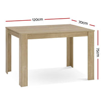 Artiss Dining Table 4 Seater Wooden Kitchen Tables Oak 120cm Cafe Restaurant Dining Kings Warehouse 