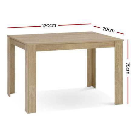 Artiss Dining Table 4 Seater Wooden Kitchen Tables Oak 120cm Cafe Restaurant Dining Kings Warehouse