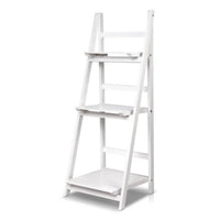 Artiss Display Shelf 3 Tier Wooden Ladder Stand Storage Book Shelves Rack White Kings Warehouse 