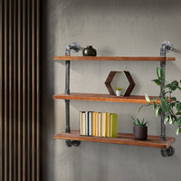 Artiss Display Wall Shelves Industrial DIY Pipe Shelf Brackets Rustic Bookshelf Storage Supplies Kings Warehouse