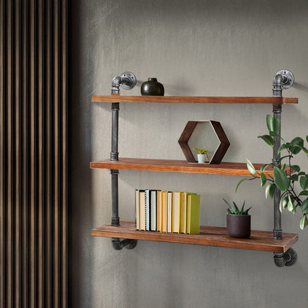 Artiss Display Wall Shelves Industrial DIY Pipe Shelf Brackets Rustic Bookshelf Storage Supplies Kings Warehouse