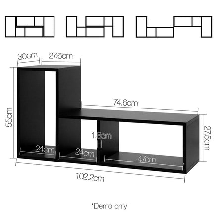 Artiss DIY L Shaped Display Shelf - Black Kings Warehouse