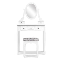 Artiss Dressing Table Stool Set Mirror Drawers Makeup Cabinet Storage Desk White Bedroom Kings Warehouse 