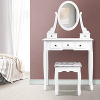 Artiss Dressing Table Stool Set Mirror Drawers Makeup Cabinet Storage Desk White Bedroom Kings Warehouse 