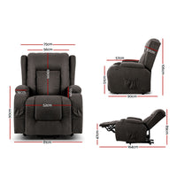 Artiss Electric Recliner Chair Lift Heated Massage Chairs Fabric Lounge Sofa Furniture > Living Room Kings Warehouse