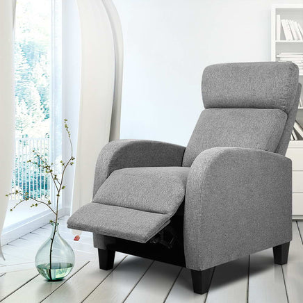 Artiss Fabric Reclining Armchair - Grey Furniture Kings Warehouse