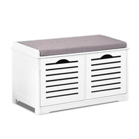 Artiss Fabric Shoe Bench with Drawers - White & Grey Living Room Kings Warehouse 