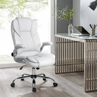 Artiss Kea Executive Office Chair Leather White Office Supplies Kings Warehouse 