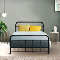 Artiss LEO Metal Bed Frame - Single (Black) bedroom furniture Kings Warehouse 