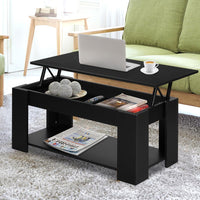 Artiss Lift Up Top Coffee Table Storage Shelf Black Kings Warehouse
