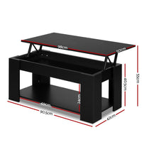 Artiss Lift Up Top Coffee Table Storage Shelf Black Kings Warehouse