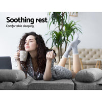 Artiss Lounge Sofa Bed 2-seater Floor Folding Fabric Grey Living Room Kings Warehouse