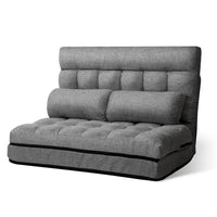 Artiss Lounge Sofa Bed 2-seater Floor Folding Fabric Grey Living Room Kings Warehouse
