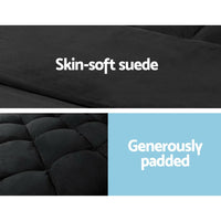 Artiss Lounge Sofa Bed 2-seater Floor Folding Suede Charcoal Living Room Kings Warehouse