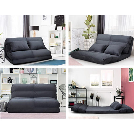 Artiss Lounge Sofa Bed Floor Recliner Chaise Chair Folding Adjustable Suede Living Room Kings Warehouse