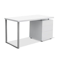 Kings Metal Desk with 3 Drawers - White