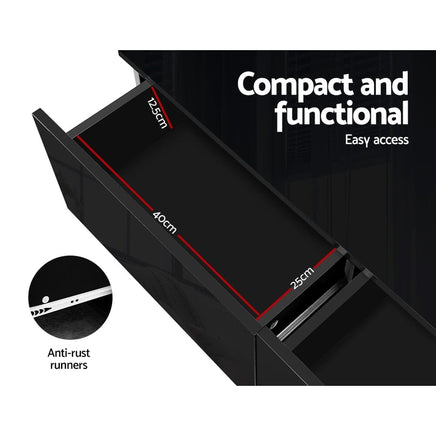 Artiss Modern Coffee Table 4 Storage Drawers High Gloss Living Room Furniture Black Kings Warehouse
