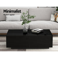 Artiss Modern Coffee Table 4 Storage Drawers High Gloss Living Room Furniture Black Kings Warehouse