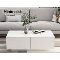 Artiss Modern Coffee Table 4 Storage Drawers High Gloss Living Room Furniture White Kings Warehouse